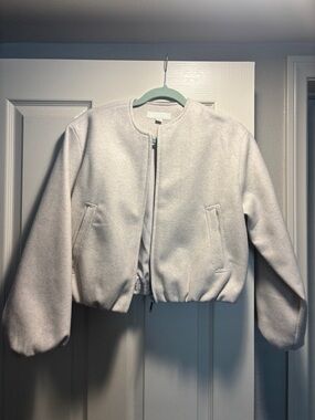 Zara Cream/White Wool Bomber Jacket